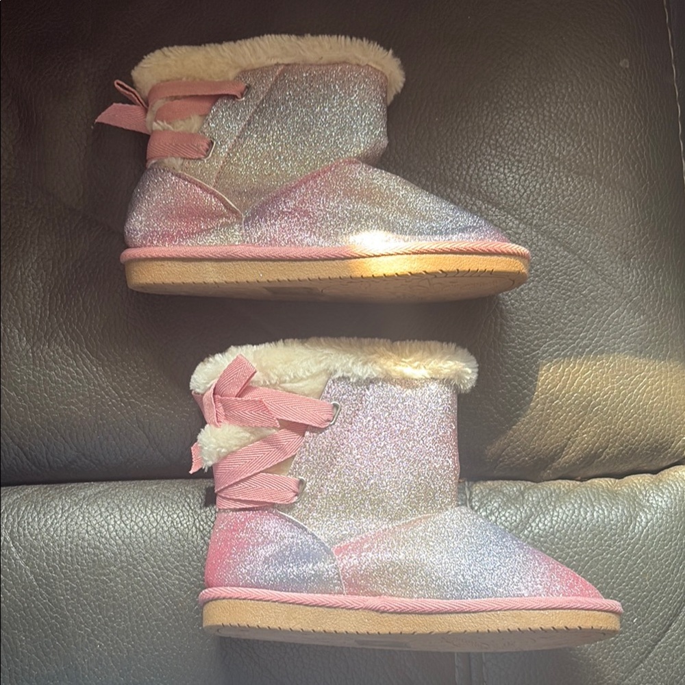 Girls Sparkly pink and purple boots